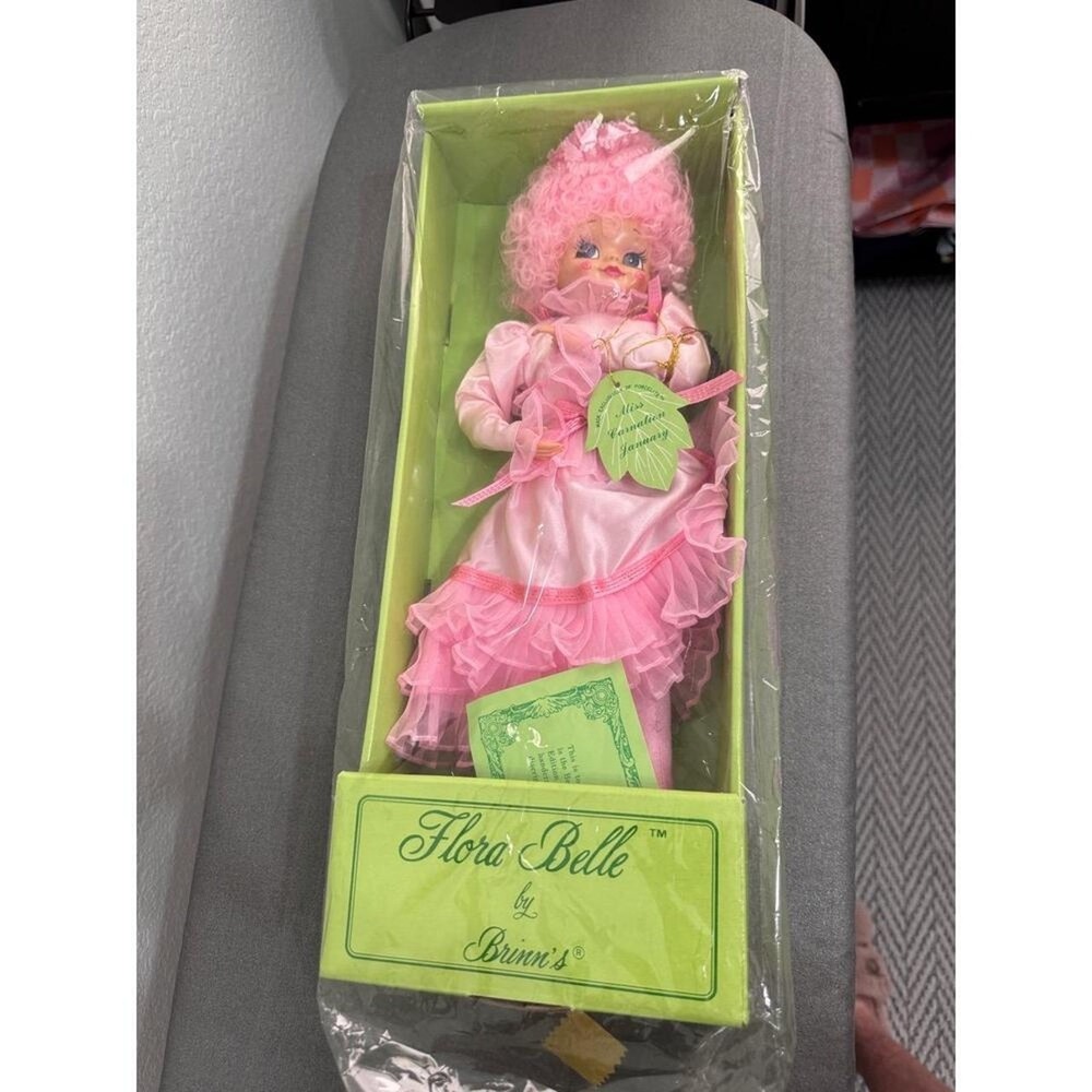 Vintage Brinn's Miss Carnation January Pink Musical Wind‎ Up Porcelain Doll